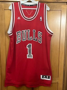 Adidas Chicago Bulls #1 Derrick Rose Jersey Red Mens Large +2 NBA Swingman